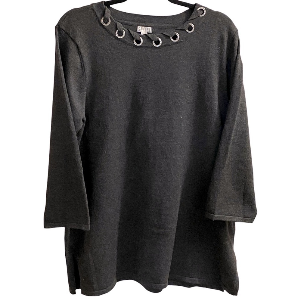 Spense Charcoal Grey Pullover Sweater with Silver Decoration at collar SZ XXL